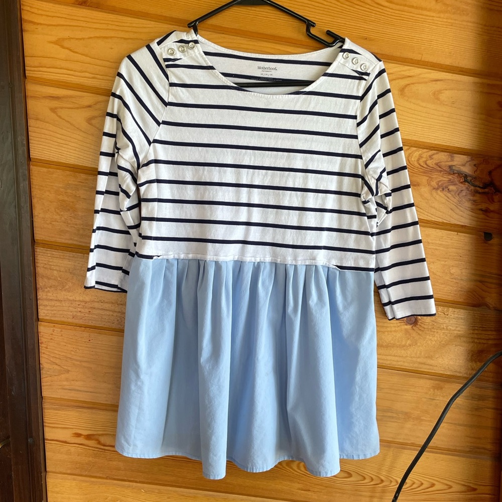 Motherhood Maternity • Navy Blue Striped Blouse • Womens Medium